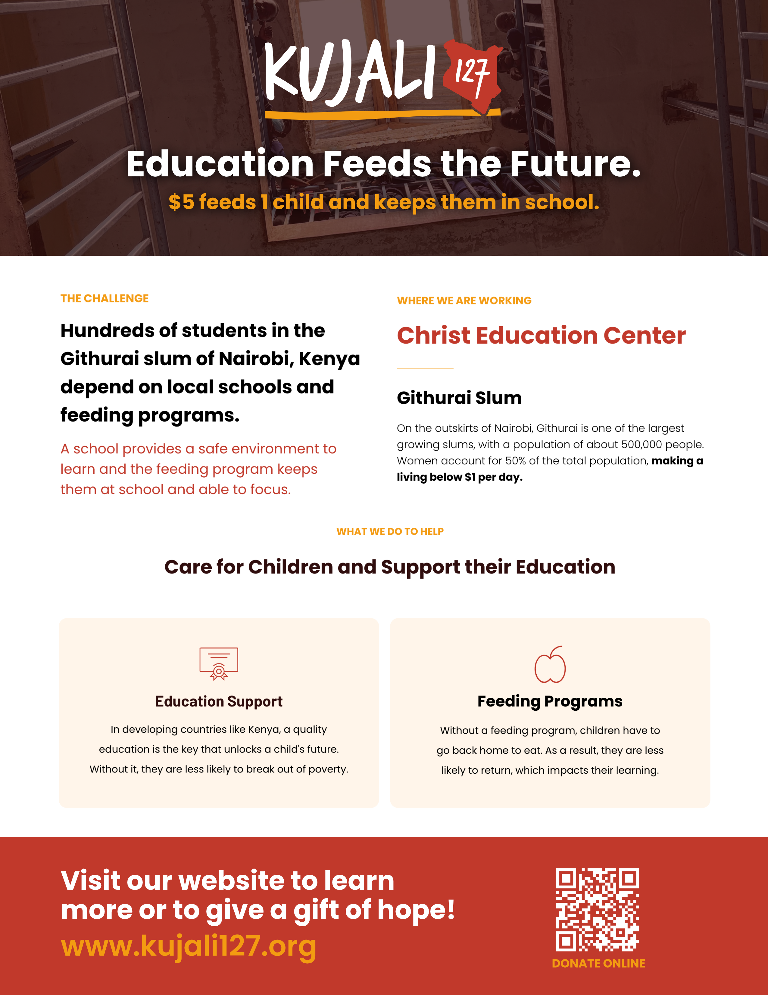 Education Feeds the Future fundraising flyer for Kujali127