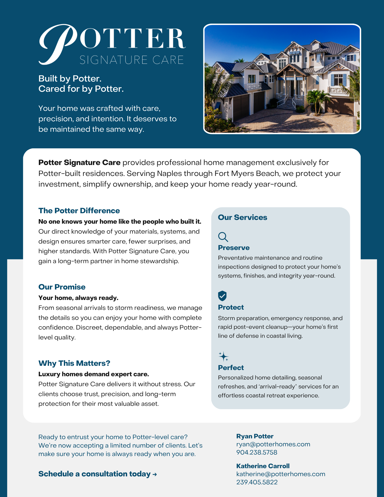 Potter Signature Care informational flyer