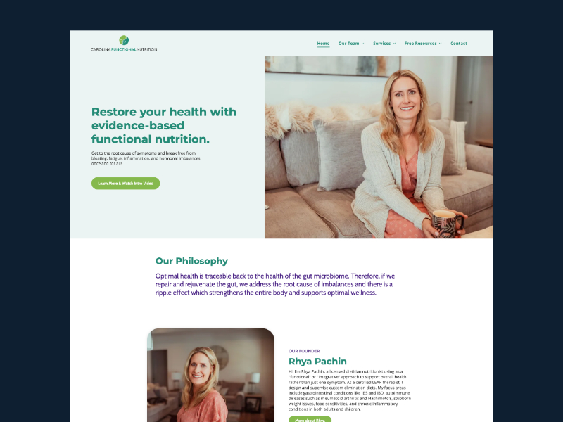 Carolina Functional Nutrition website homepage