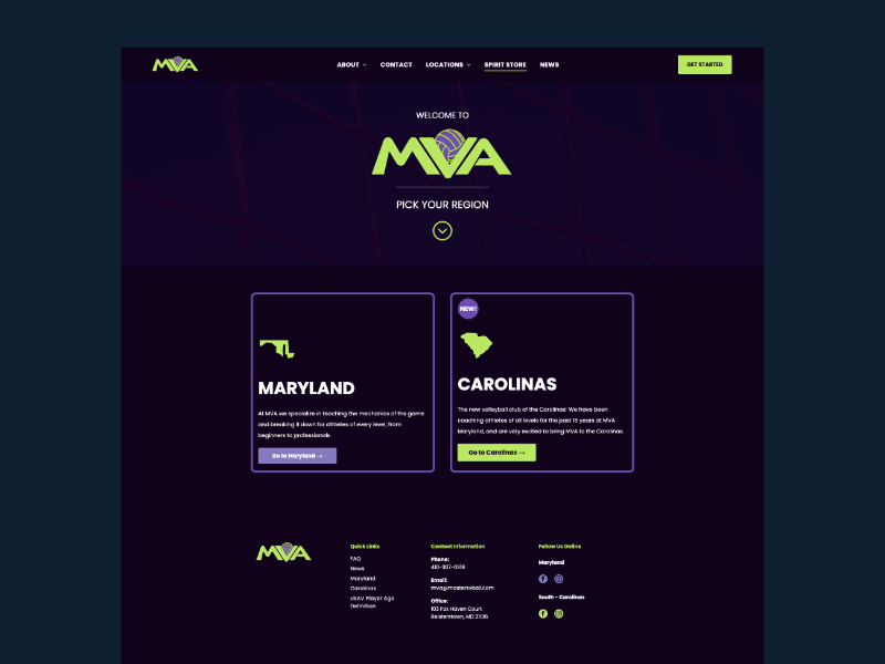 MVA volleyball website homepage