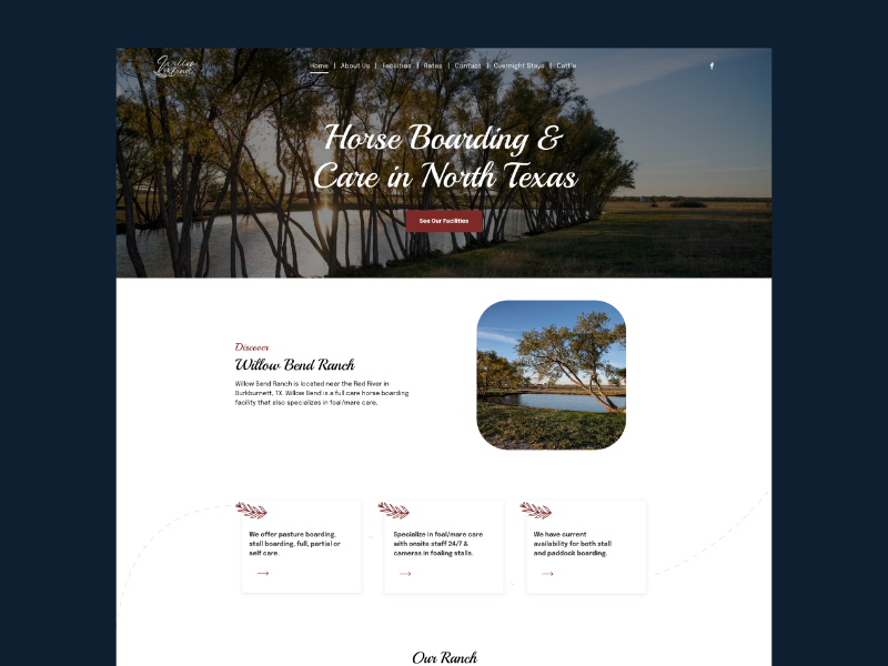 Willow Bend Ranch website homepage